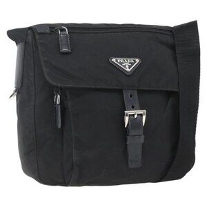 Authentic PRADA Shoulder Bag Nylon Black Silver